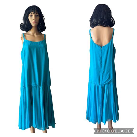 Y2K Mezza Luna by Modi Sequin & beaded Embellished blue Evening Dress size XL - Picture 10 of 14